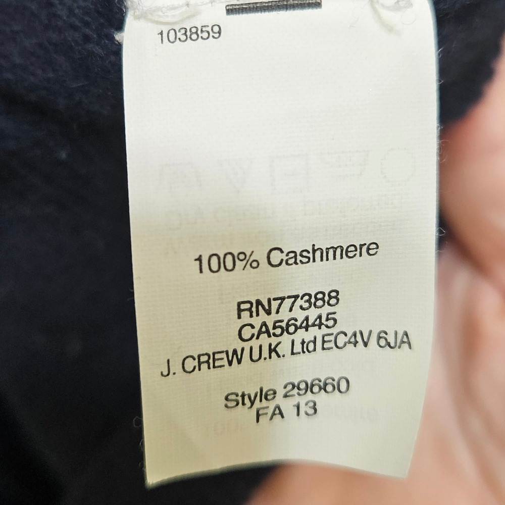 J Crew Mens Italian Cashmere V Neck Sweater Navy Blue‎ Size Medium - Picture 5 of 8